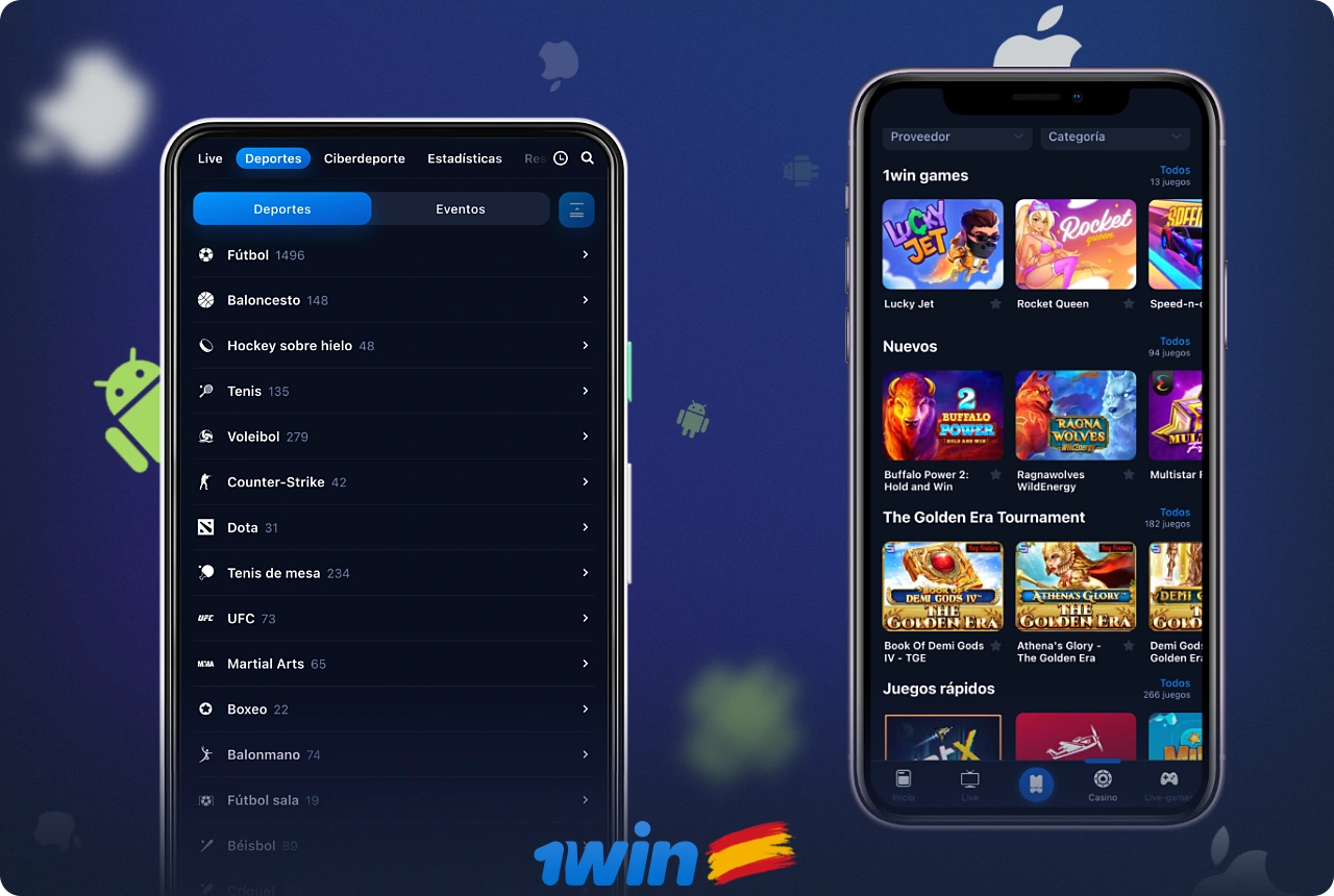 La aplicación 1win está disponible tanto para usuarios de Android como de iOS
