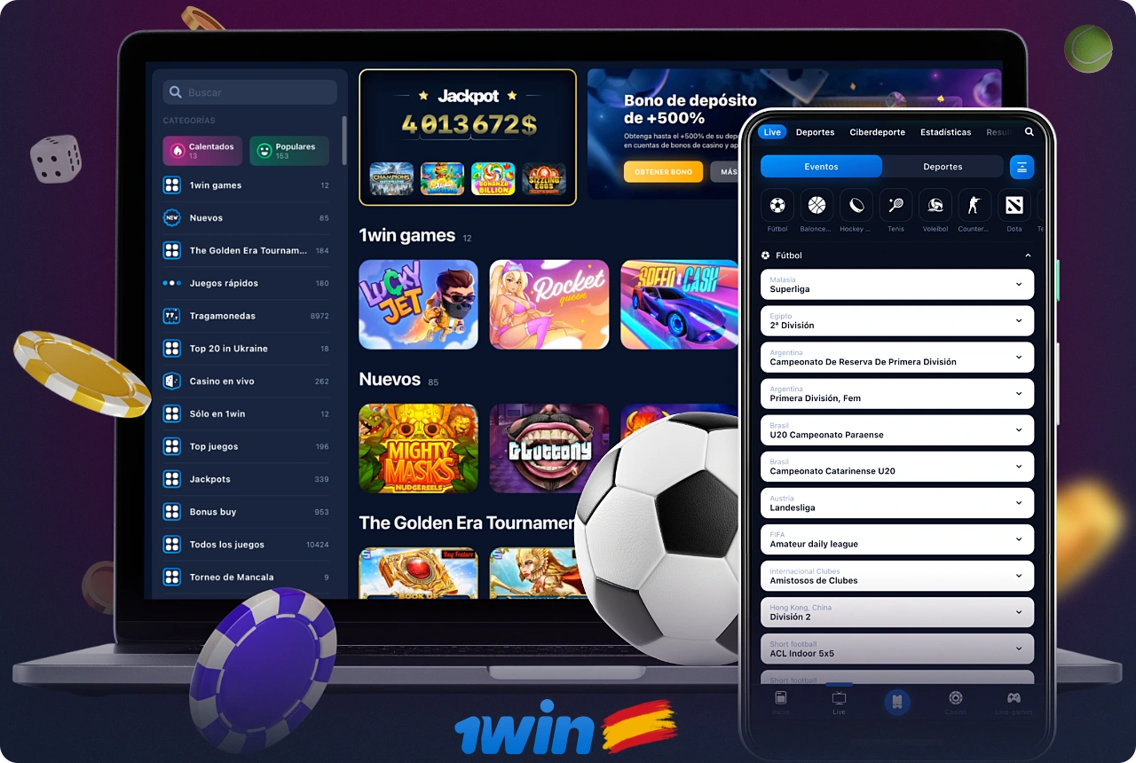 1win ofrece a los usuarios españoles la posibilidad de jugar al casino en línea y realizar apuestas deportivas