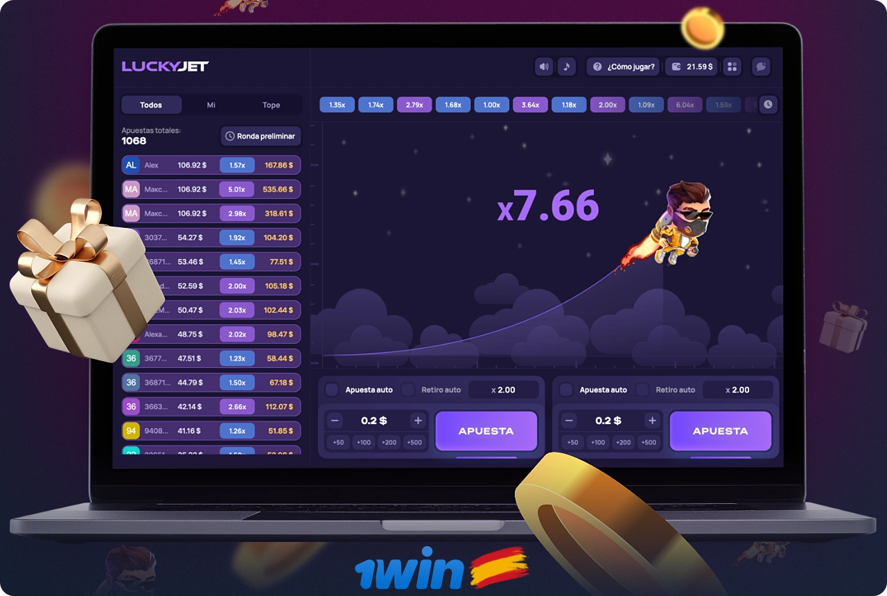Juega al juego en línea Lucky Jet en el casino en línea 1win