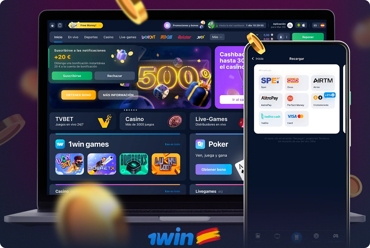 1win ofrece a los usuarios españoles diferentes opciones de pago en la plataforma